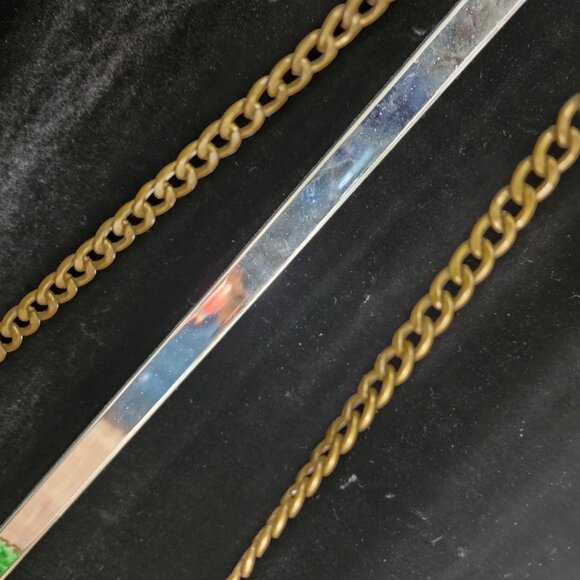 PARFOIS Green Jute Crocheted Crossbody Purse W/Antique Brass Chain Strap - Picture 7 of 13